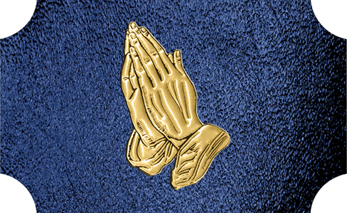 DLP517 516 GD SH BL Gold Praying Hands Shimmer Blue